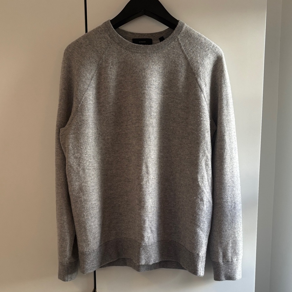 Vince Light Gray Men's Raglan Crewneck Sweater Wool/Cashmere blend size medium